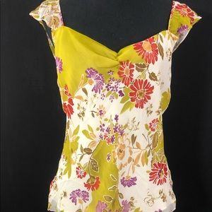 Intuitions 100% Silk Top/Ruffled Cap Sleeve SZ 12